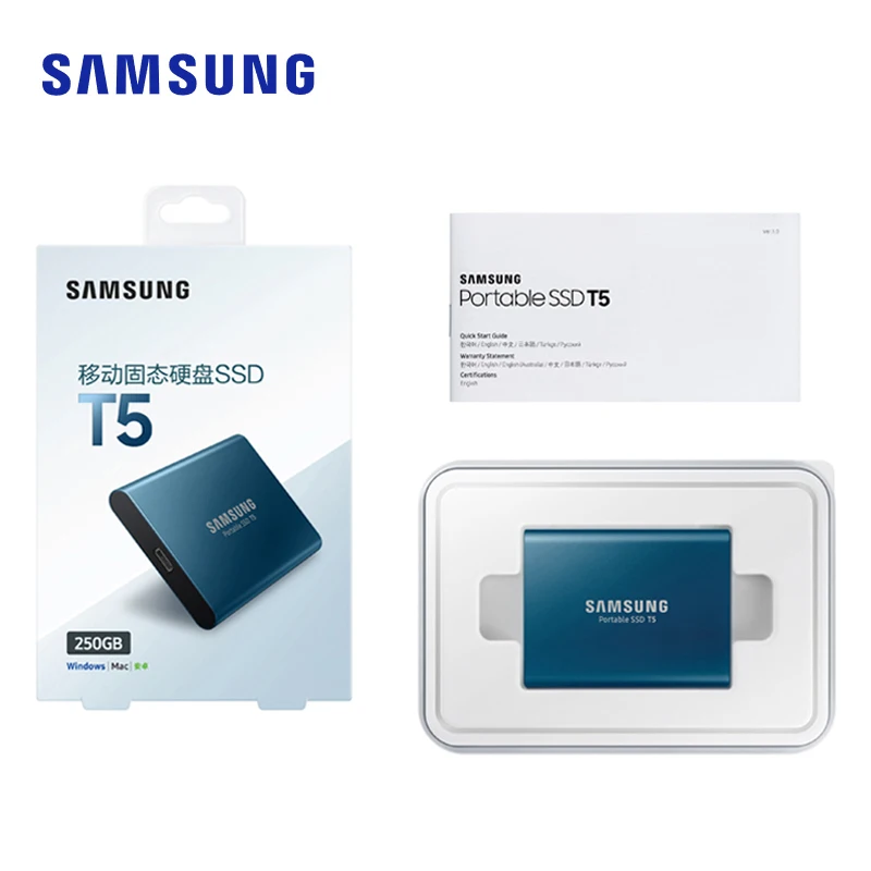 SAMSUNG Внешний Портативный SSD T5 USB3.1 250 ГБ 500 1 ТБ внешний жесткий диск твердотельный накопитель диски HDD для настольных ПК ноутбук