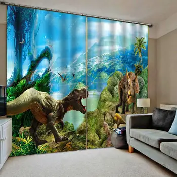 

Blue Decoration curtains Modern Home Decoration Living Room Curtains dinosaur curtains 3d curtain