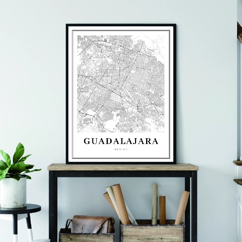 Guadalajara Map Poster Canvas Print Decor