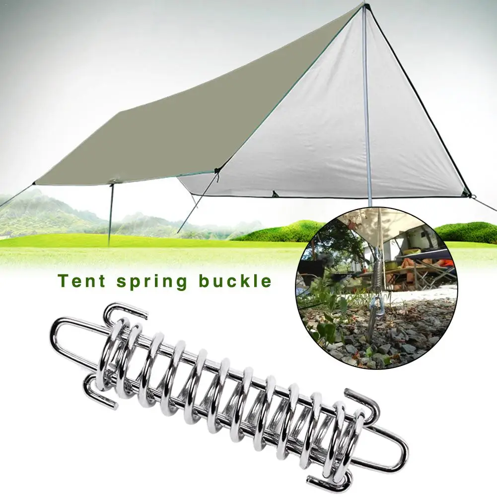 High Strength Camping Tent Spring Buckle High Elasticity Strength Stainless Steel Rope Tensioner Fixed Hook Buckle Beach Camping