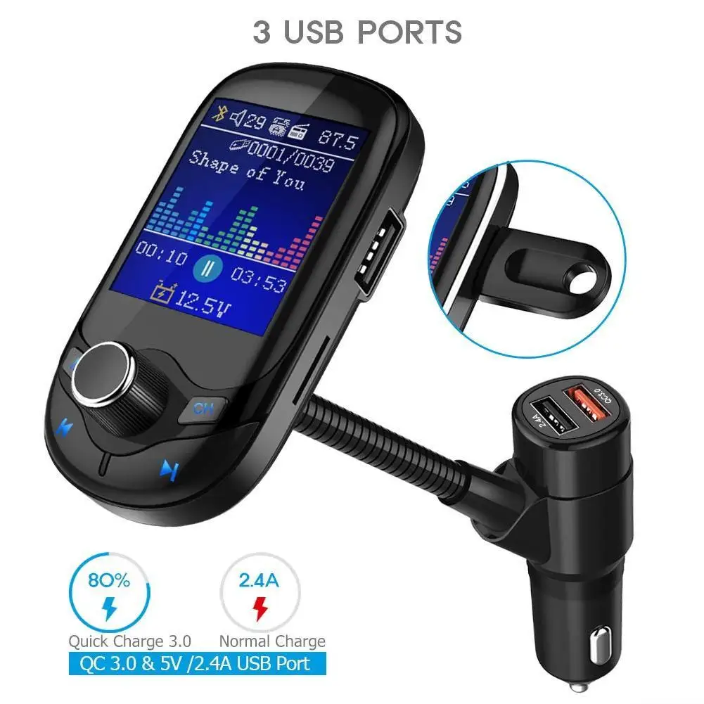 1,8 дюймов Высокое разрешение автомобильный Bluetooth Hands-Free Телефон Автомобильный Bluetooth fm-передатчик автомобильное зарядное устройство автомобиля MP3 карты распознавания