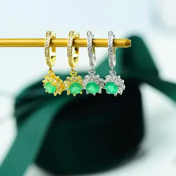 

Round Brilliant Cut 4.5*4.5mm Nature Emerald Earrings 925 Silver Top Grade Gemstone Screw Earrings Luxury Wedding Jewelry Gift