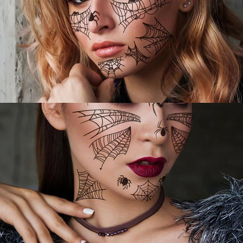 1Pcs Fashion Halloween Stickers Face Temporary Tattoo Sticker For Neck & Body Art Sword Tattoo Black Face Tattoo Sticker Sexy