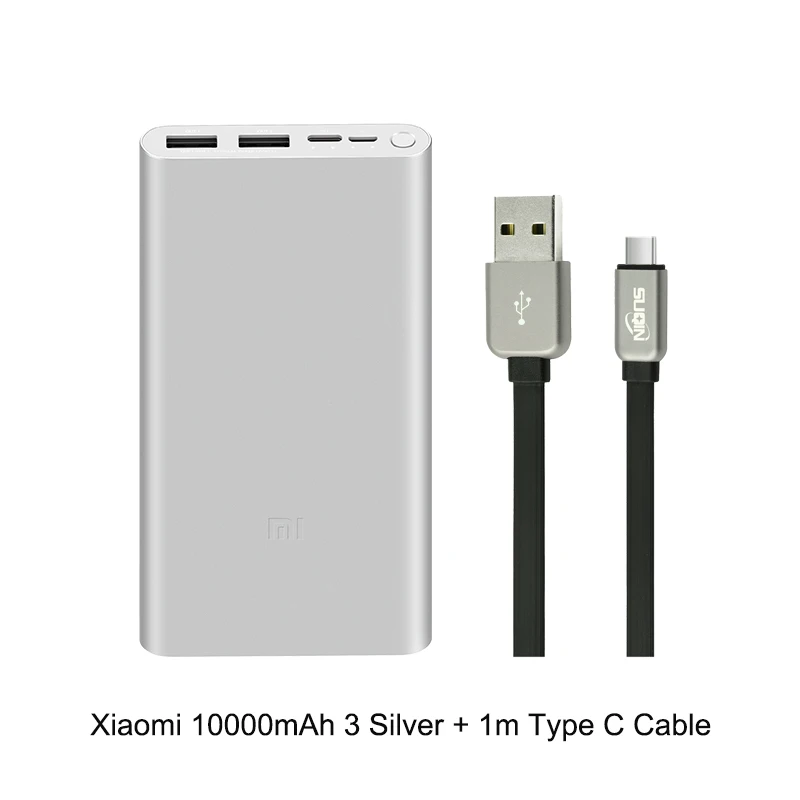 SL n Type C Cable Xiaomi Power Bank 10000 мАч 2i Быстрая Зарядка Powerbank Внешний Аккумулятор Тонкий 2-го Поколения Для iPhone Xiaomi Samsung LG HTC - Цвет: SL n Type C Cable