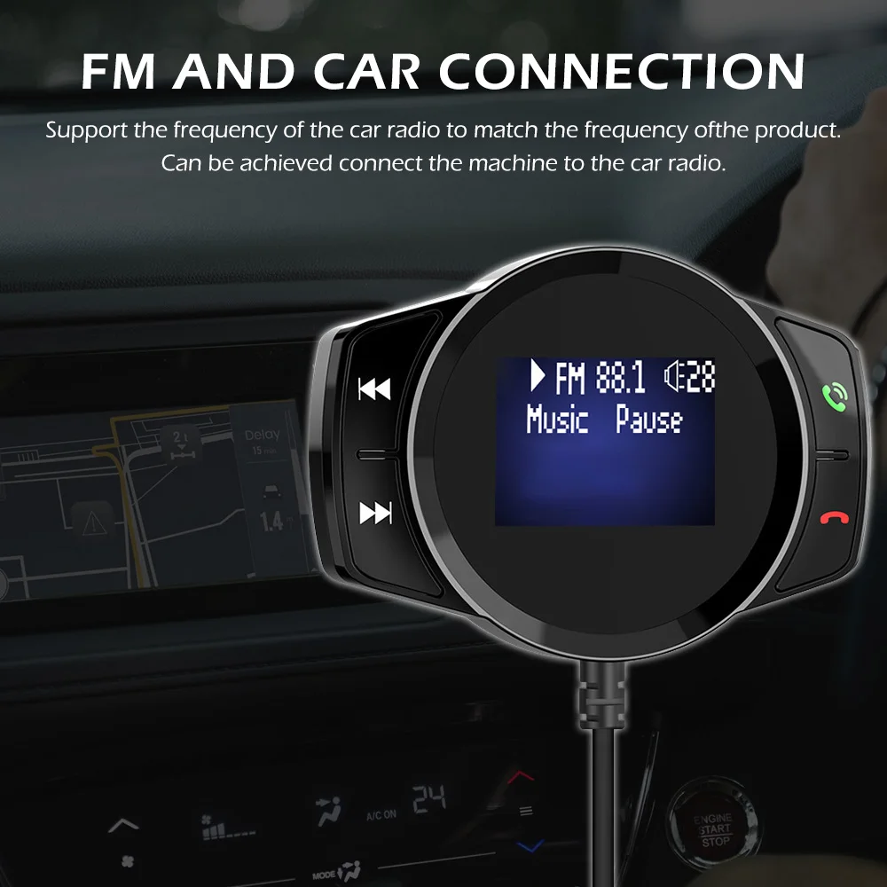 Bluetooth автомобильный набор, свободные руки, MP3 музыкальный плеер громкой связи Bluetooth ресивер FM-передатчик Dual USB QC3.0 Зарядное устройство, u-диск, tf-карта, формат музыки без потери качества