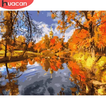 

HUACAN Paint By Number Tree Scenery Drawing On Canvas HandPainted Painting Art Gift DIY Pictures By Number Lake Kits Home Decor