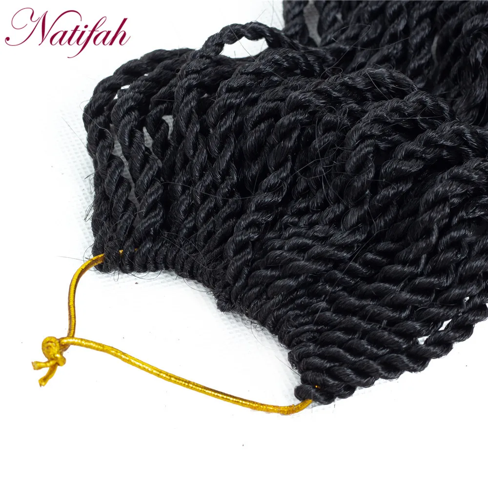 Natifah вязание крючком закрученные косички 14 дюймов Омбре плетение волос Синтетические Сенегальские косички кудрявые вязанные косички