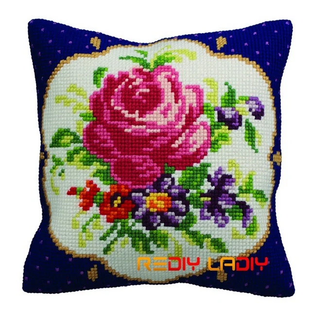 CX0124 «Сделай сам» вышивка крестиком чехол для подушки розами Poppy Дейзи на не сужающемся книзу массивном, перекресная строчка, Наборы акриловой пряжи Подушка Чехол домашний декор Хобби& Crafts - Цвет: CX0124