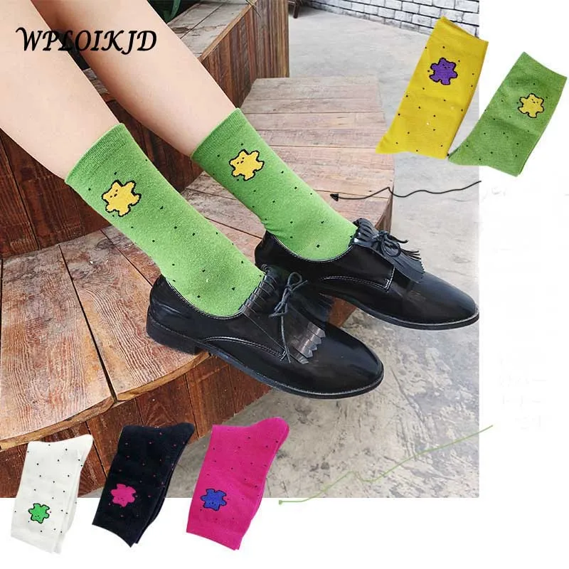 

New Product Cute Point Creative Fashion Trend Funny Socks Women Autumn Winter Personality Cartoon Bear Socks Calcetines Mujer