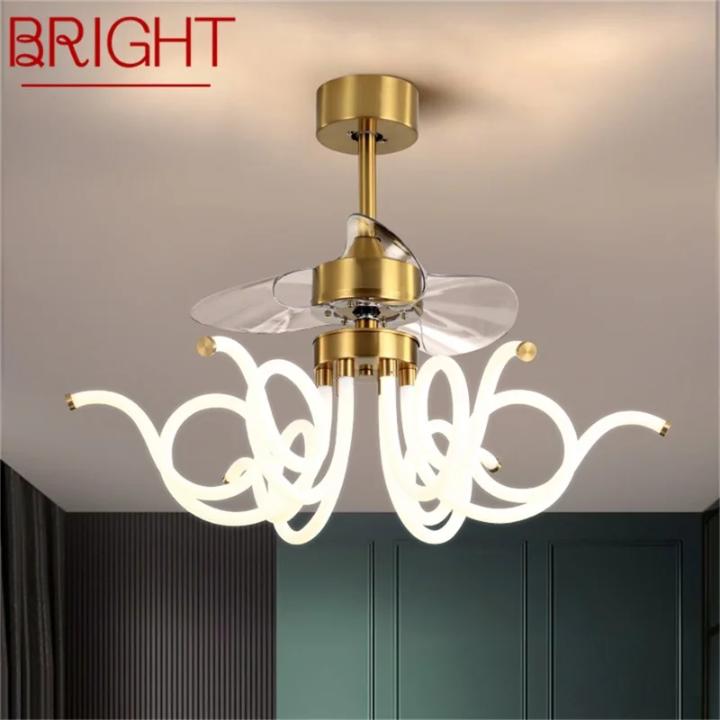 

BRIGHT Postmodern Ceiling Fan Light with Remote Control LED Contemporary Lighting for Home Dining Room