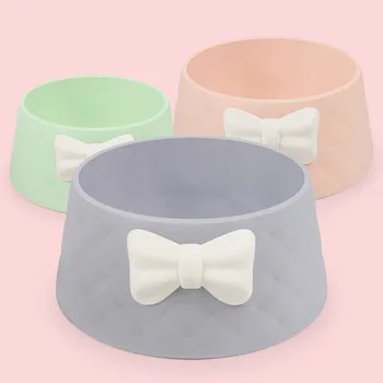 

Cute Creative Deepened Leak-Proof Dog Bowl INS Wind Bow Butterfly Diamond Shaped Pet Bowl Light Pink Pet Rice Bowl T