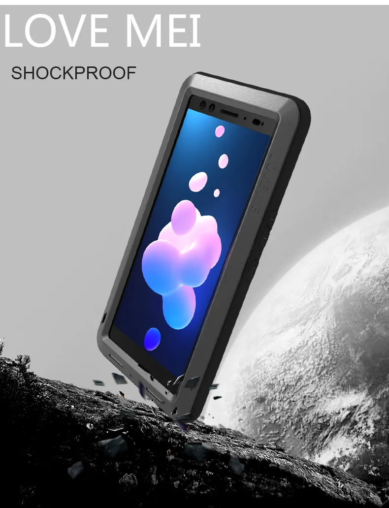For HTC U12 Plus Cases Love Mei Anti-knocked Rugged Metal Aluminum Waterproof Case with Gorilla Glass Cover U12+ | Мобильные