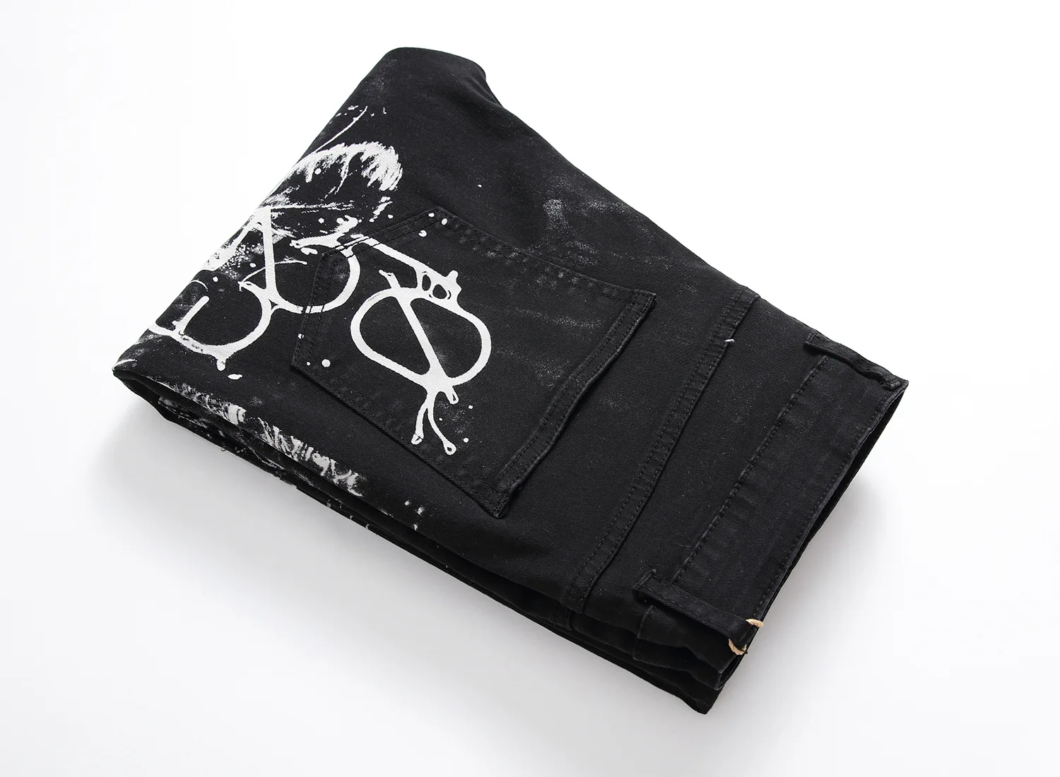 New fashion Men's wolf printed jeans men slim straight Black stretch jeans designer jeans men designer jeans men plus size