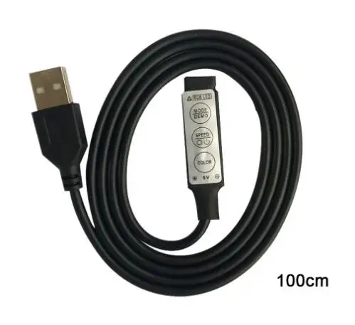 1m 50 см 100 см DC5-24V USB RGB контроллер светодиодный диммер с 3 клавишами 4Pin гнездовой разъем для RGB Led USB полосы - Цвет: 1m
