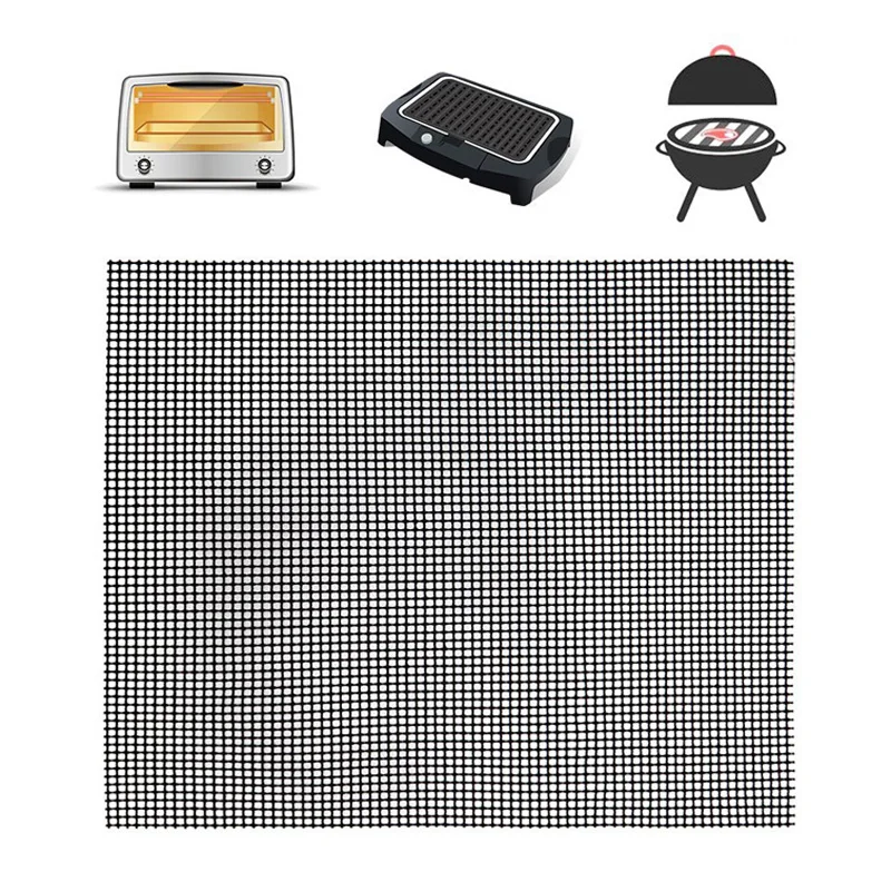BBQ Grill Mat Reusable Kitchen Cooking Mesh Grill Mat Non-stick Teflon Grilling Mesh Mat Barbecue Liner Outdoor BBQ Accessories (4-1)