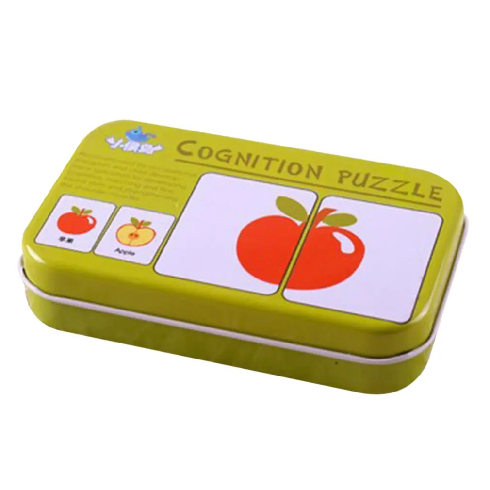 

Baby montessori Learning Card Children Cognitive Card With Iron Box Kids English Learn Tool Educativos Tools Table Game Puzzle