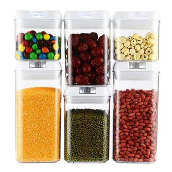

6Pcs Sealed Food Container, Plastic Grain Container with Easy-Lock Lid, Suitable for Kitchen Food Storage, Easy to Clean