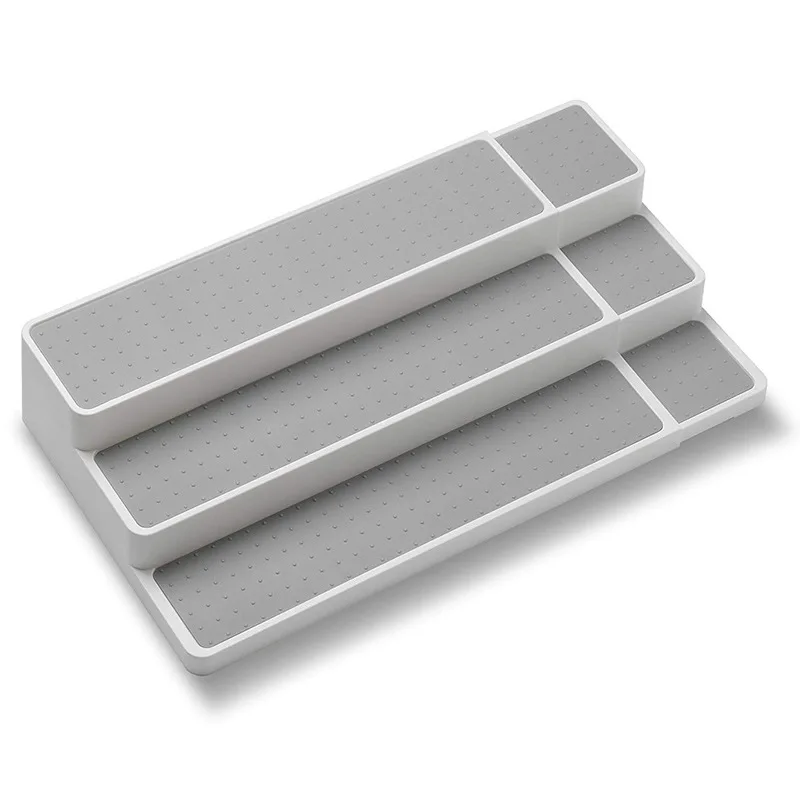 

2019 New Horizontal Pull Stretch 3-Layer Step Seasoning Storage Rack Household Item Kitchen Rack 3-Levels Expandable Shelf FPing
