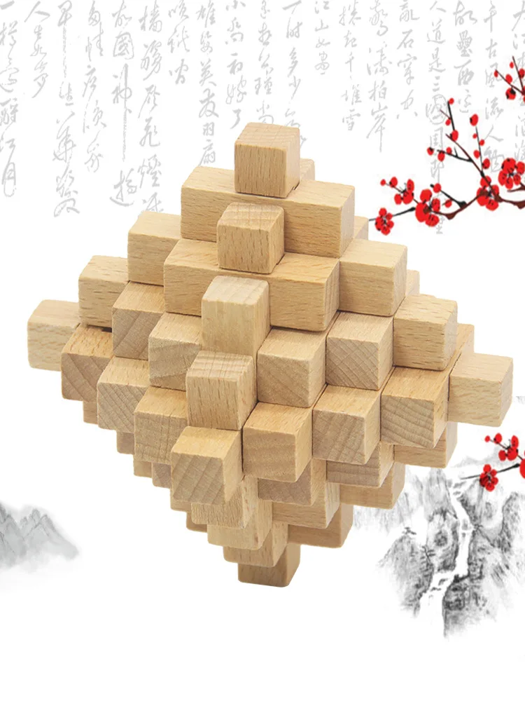 Luban Dragon Burr Головоломка из цельного дерева замок шесть хвостов удар унисекс разблокировка циклическая ≥ 14 лет девять шипов