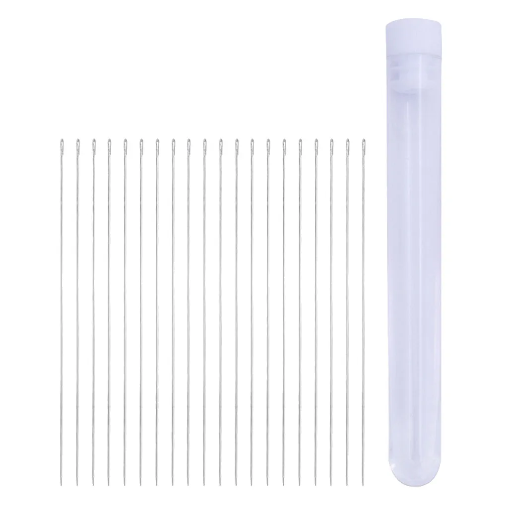 20 Pcs Stainless Steel Big Eye Beading Needles Easy Thread 80mm Long for Seed Beads Beading Tools