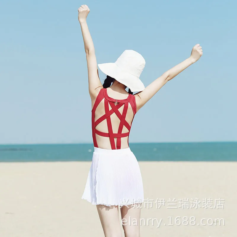 

Bathing Suit Women's 2019 South Korea Cute Charade Dress-Two-Piece Set Japanese-style-Slimming Belly Covering Tour Bathing Suit