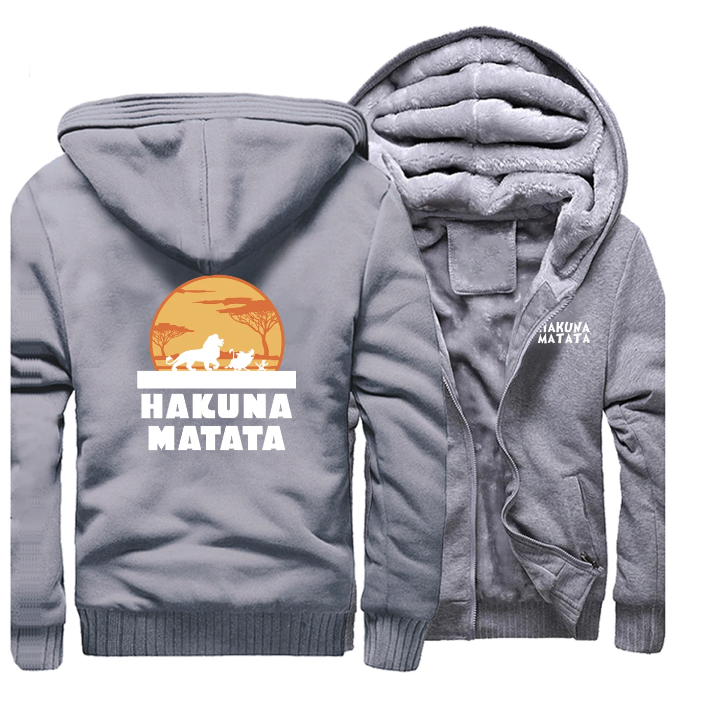 Король Лев Simba Hakuna Matata мужская куртка зима теплый флис Высокое качество Мода Аниме Толстовка хипстер повседневное плотное пальто - Цвет: Gray5