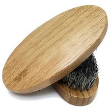 2Pcs Mens Boar Hair Bristle Hard Round Wood Handle Beard Mustache Brush Set Make up