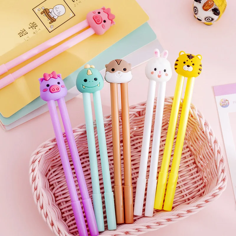 1 Set Cute Animal Creativity Kawaii Gel Pens for School Officel Supplies Gift Stationery 0.38mm Pen