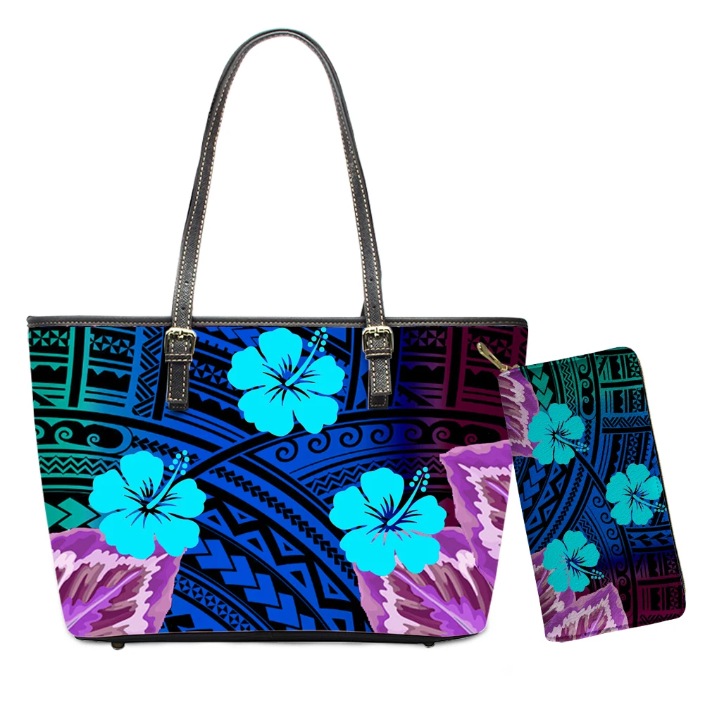 Elviswords Luxury Designer Handbag Borse A Tracolla Personalizzate Per Donna Portafoglio Tote Polinesiane Stampa Floreale Borse E Borse Set