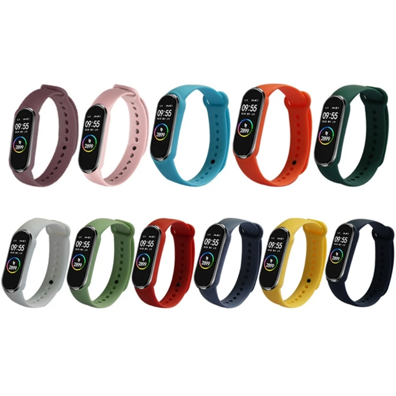 Силиконовый ремешок совместимый с Mi Band 6 5 водонепроницаемые прочные Смарт-часы