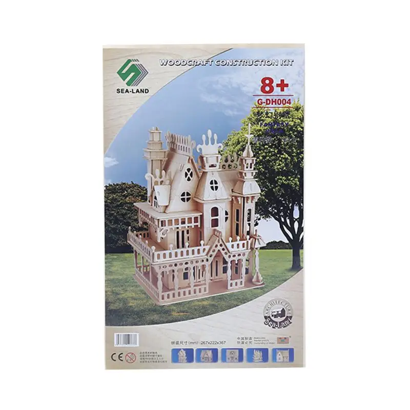 Деревянная фантазия вилла 3D головоломка DIY миниатюрное здание кукольный домик Модели для взрослых N84E