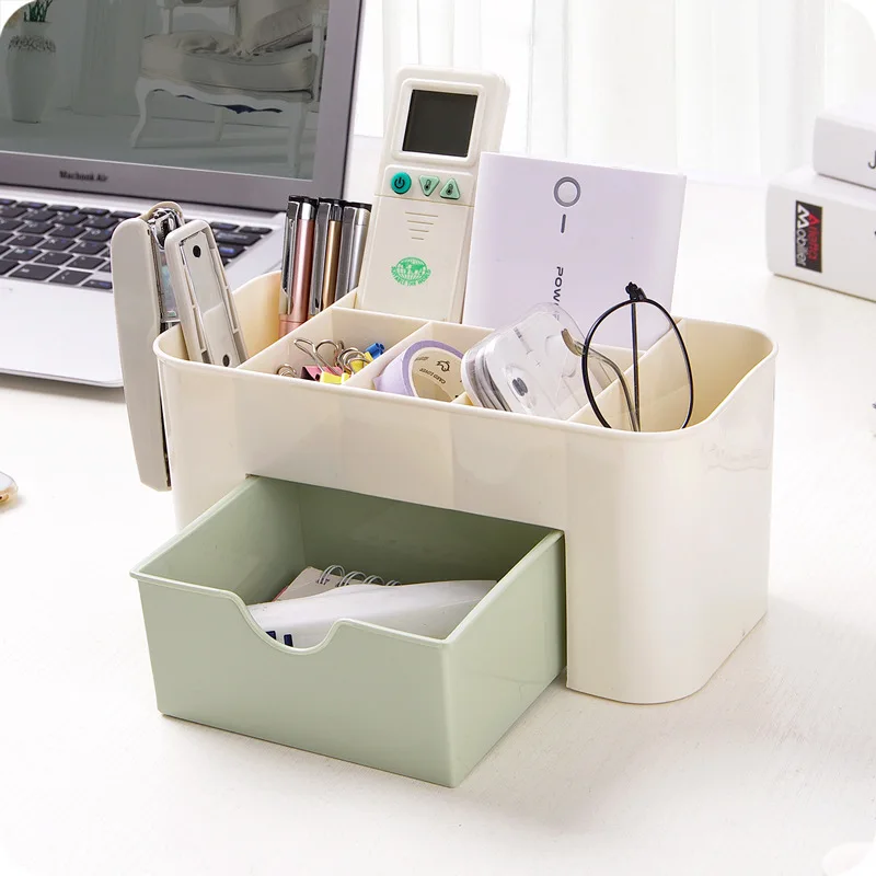 

Multi-functional Jewelry Box Plastic Cosmetic Storage Box Desk Sundries Storage Container Makeup Organizer With Small Drawer
