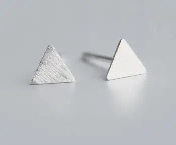

Style Minimalist Geometric Jewelry Women's Real. 925 Sterling Silver Matt Triangle Pyramid stud earrings boucles d'oreilles E720