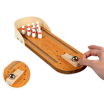 

Christmas top Bowling Toy Stress Ball Game Mini Desktop Bowling Game Set Wooden Bowling Metal Pin Ball Desk Wooden toys