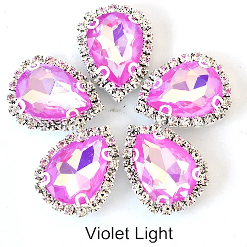 Violet Light 13x18 мм, 20 шт., каплевидные стразы, много цветов, пришивные стразы с когтями, лучшие стеклянные хрустальные стразы с когтями для свадебного платья, B3445 - Цвет: Violet Light