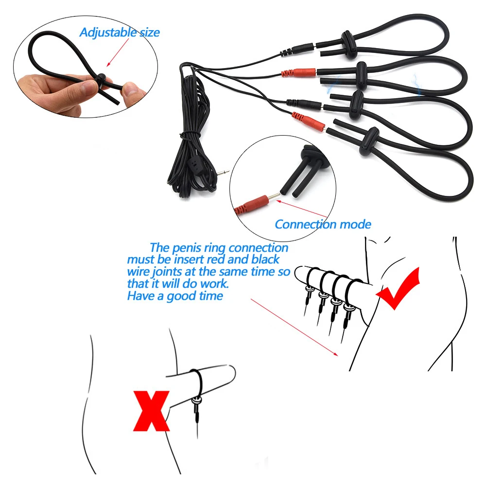 Electro Sex Toys Electric Sex Toys Penis Rings Electric Shock Silicone Loops Cock Ring BDSM Electro Stimulation Penis Extender Men Enlarger Masturbator E-stim Medical Sex Toys