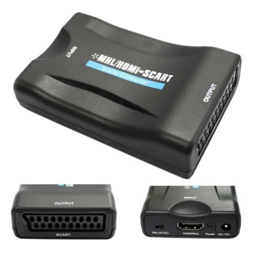  Abs 1080 P Scart Convertitore di Hdmi Convertitore Audio-Video Adattatore di Segnale Hd con Ricaric