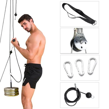 

Home Gym Workout Equipment Fitness DIY Pulley Cable Machine Attachment System Arm Biceps Triceps Blaster Hand Strength Trainning
