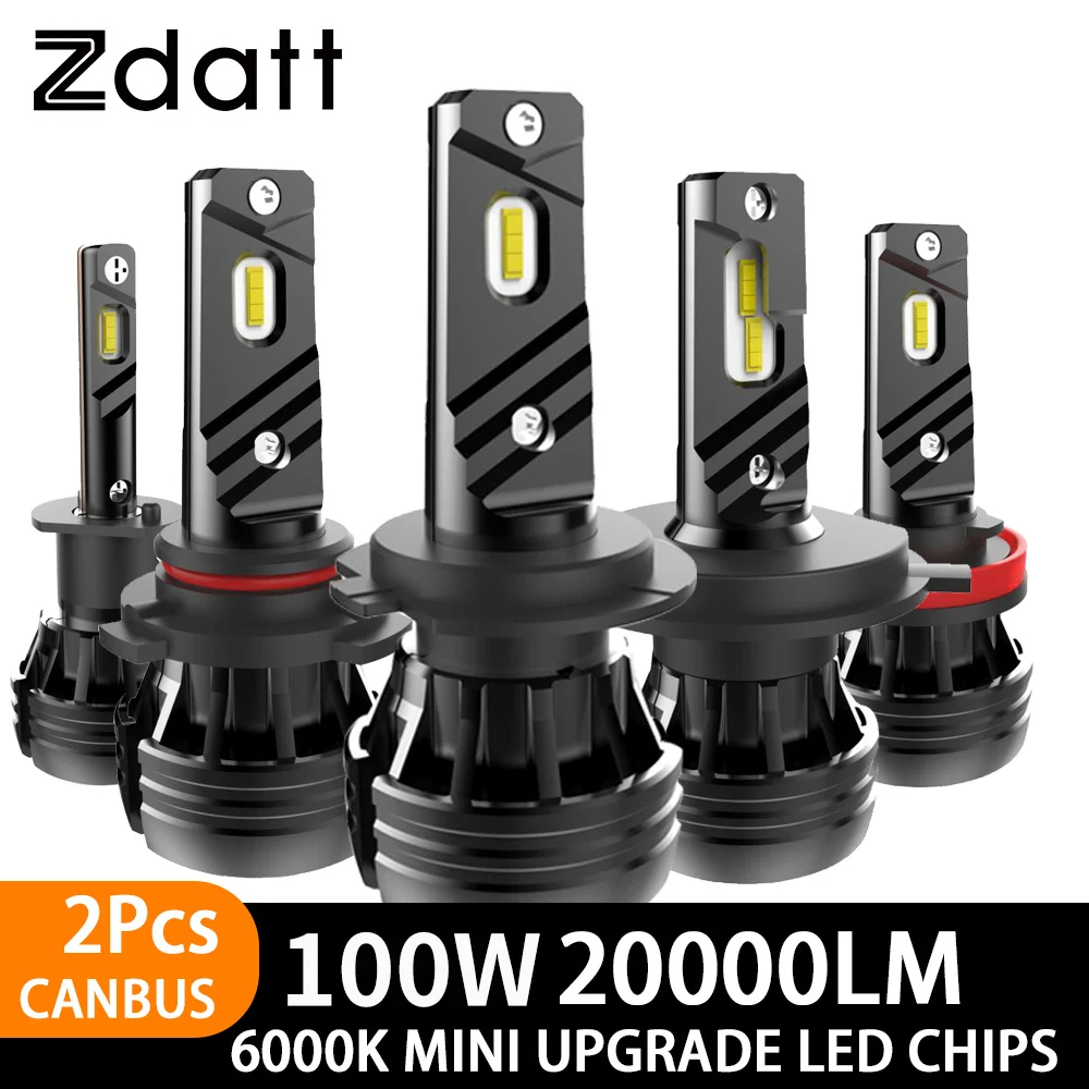 Zdatt H4 H7 Led H8 H9 H11 20000Lm 100W 6000K Fari Led Lights Canbus Auto Turbo Fendinebbia Bianchi 9005 Hb3 9006 Hb4 H11