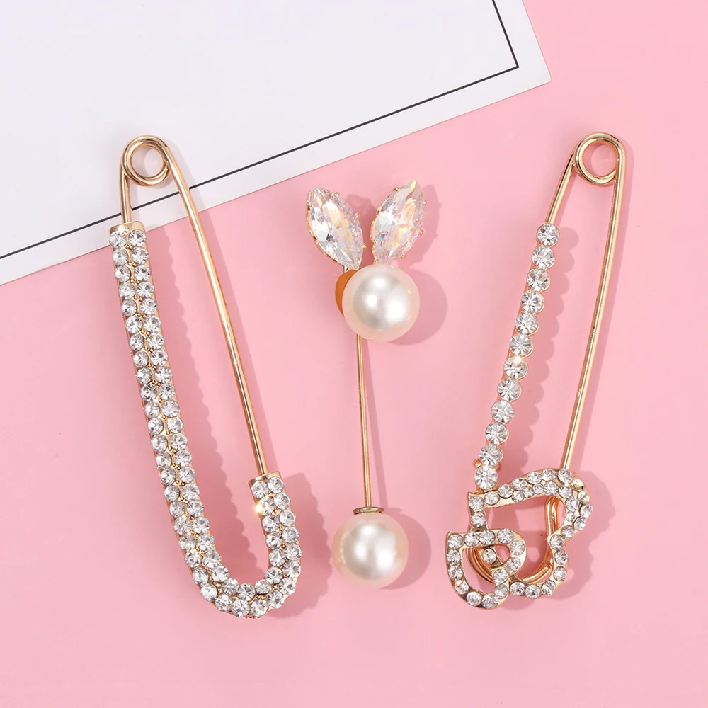 1 шт. Кристалл Стразы Жемчуг Металлическая Булавка цветы Брошь свитер шаль Пряжка