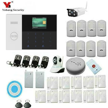 

Yobang Security Wireless Home Alarms System Rainproof Network Surveillance Camera Blue Siren Motion PIR GSM WIFI Alarmes Kits