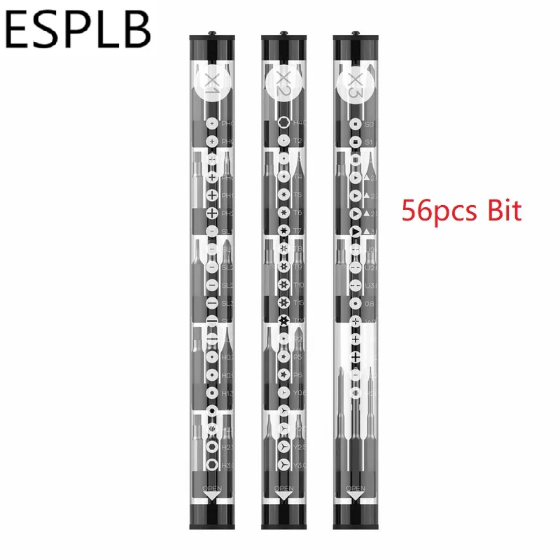 56pcs Bit Wowstick 1F+ 1F Pro мини электрическая отвертка 56 шт. Набор бит прецизионный беспроводной Перезаряжаемый Магнитный шуруп с светодиодный светильник - Цвет: 56pcs Bit