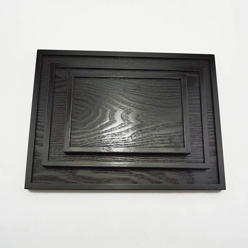 Деревянный сервировочный поднос чайные блюда Тарелка-черный, 40x28x3 см