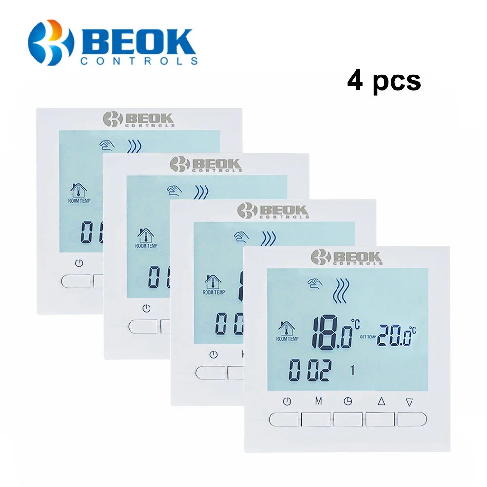 Beok 4 шт. программируемый газовый котел термостат терморегулятор ЖК-экран регулятор температуры Питание от батареи BOT-313W - Цвет: White