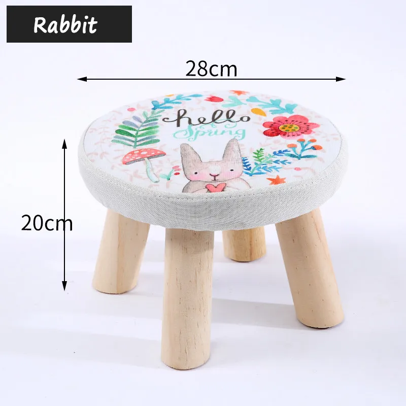 Rabbit Современный стул для детей креативные деревянные табуреты NordicLuxury мягкие деревянные табуреты с пуфик-оттоманка хлопок деревянный стул - Цвет: Rabbit