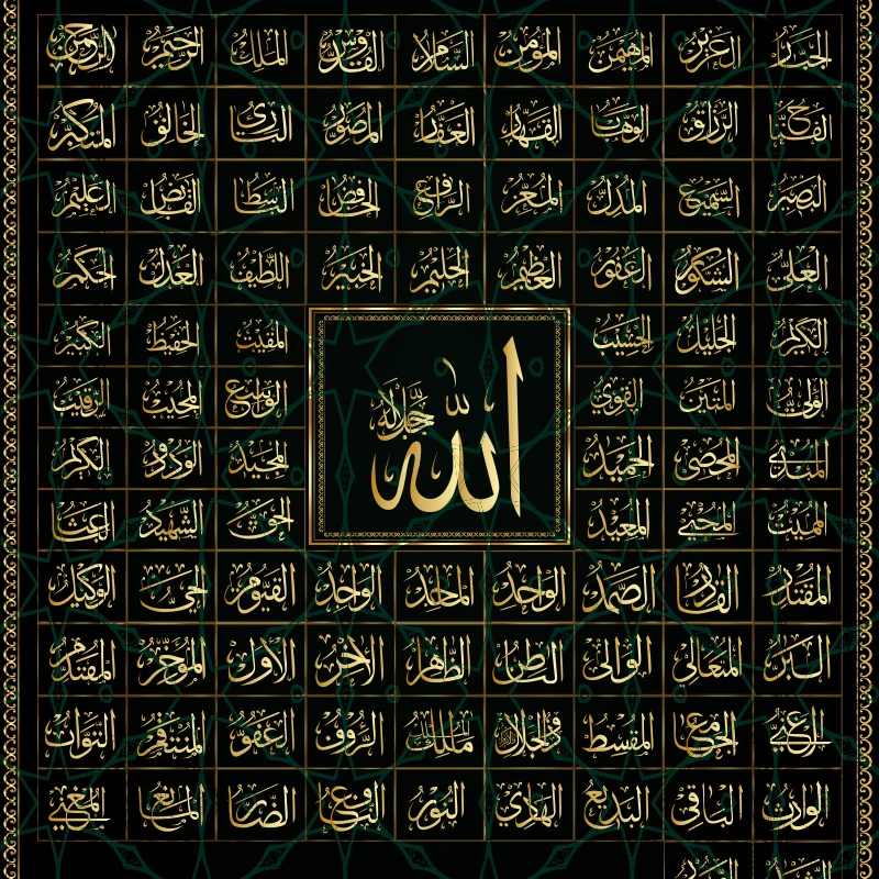 99 Names Of Allah Prints Asmaul Husna Arabic Calligraphy Canvas ...