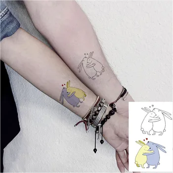

Waterproof TemporaryTatoo Sticker Couple Minimalist Rabbit Animal Heart Art Tattoo WaterTransfer Fake Flash Tatto for Man Women