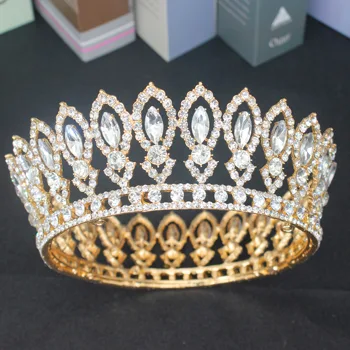 

Crystal Full Circle Bridal Queen Tiara Crown Vintage Diadem Wedding Pageant Bride Hair Jewelry Accessories For Women Headpiece