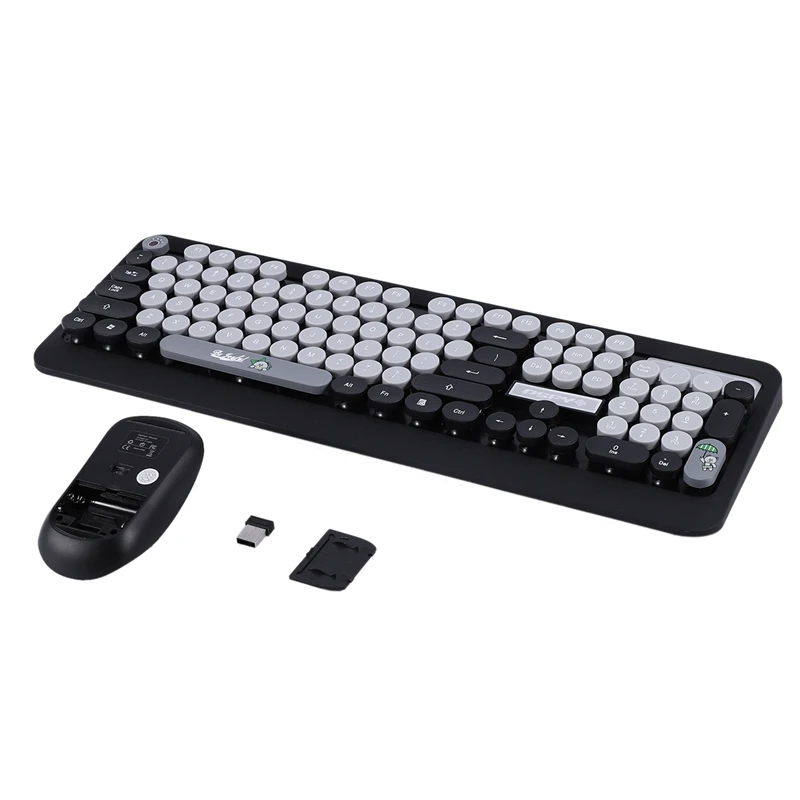 Optical Wireless Cute Keyboard K68 Optical Wireless Keyboard and Mouse USB Receiver Kit for PC Computer Black