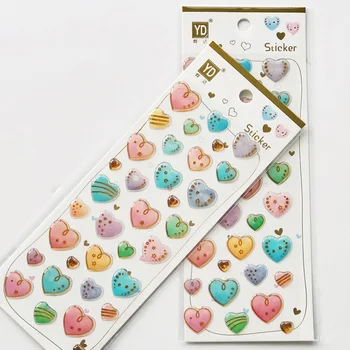

1 Sheet /Pack Colorful Hearts Epoxy Stickers DIY Decorative Sealing Paste Stick Label